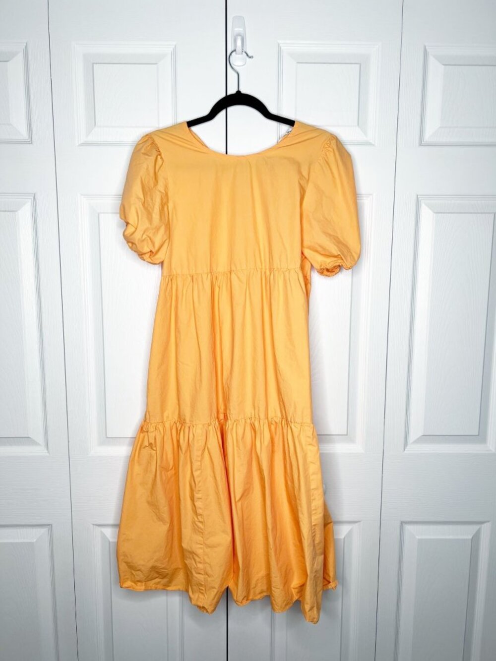 Peter Som Collective Marigold Orange Tiered Tie Back Midi Dress Women's Size 6